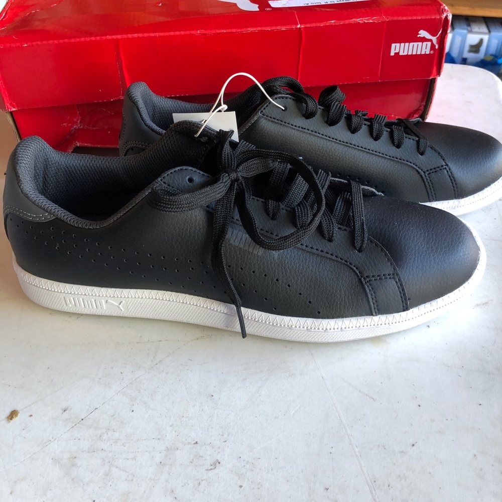 NEW PUMA Men's Leather Smash Perf Black No Box - Picture 6 of 7